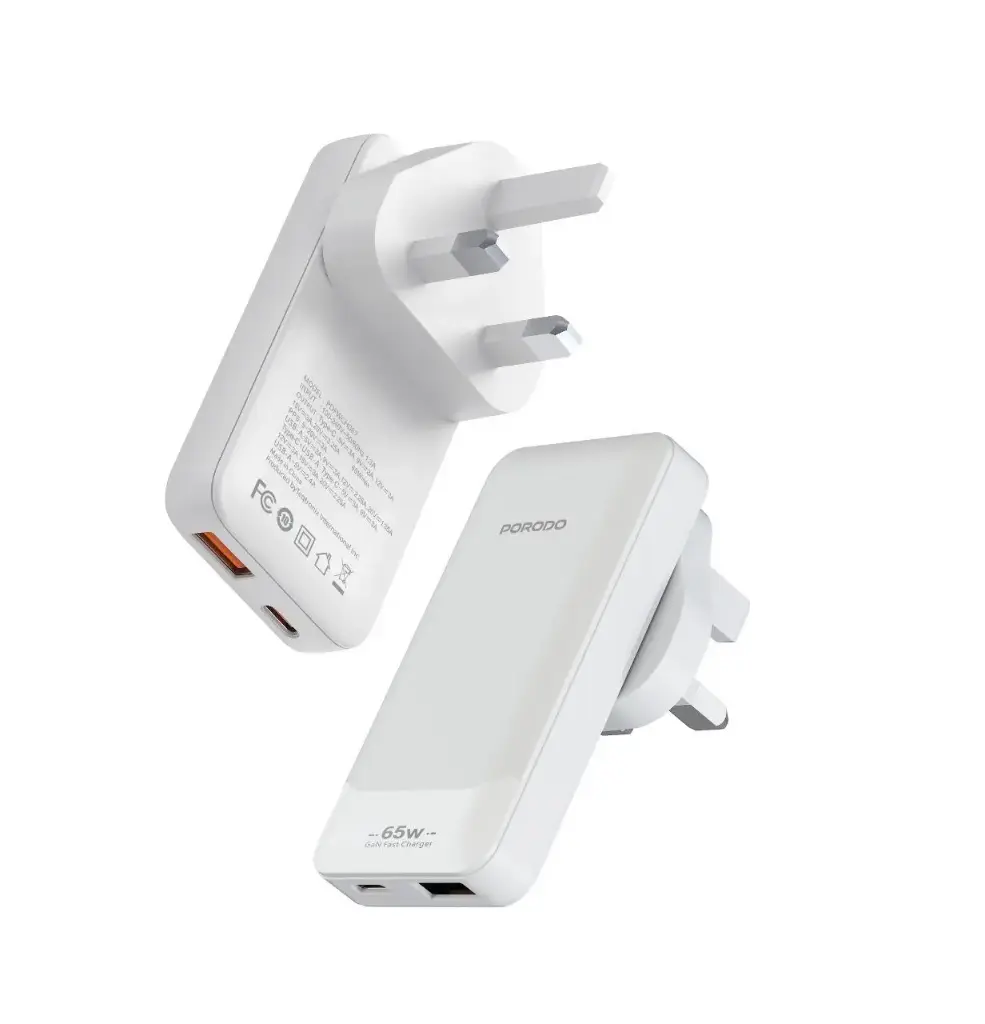 PORODO TERRACHARGE 65W GAN DUAL-PORT ADAPTOR-WHITE